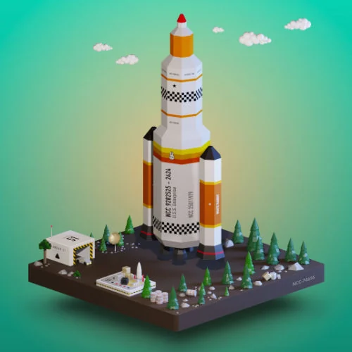 Pocket Rocket on its launch pad