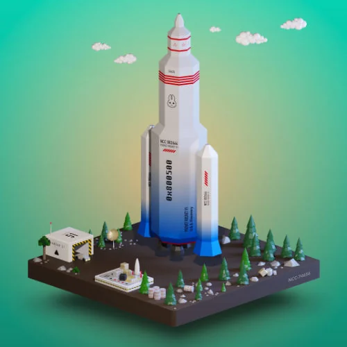 Pocket Rocket on its launch pad